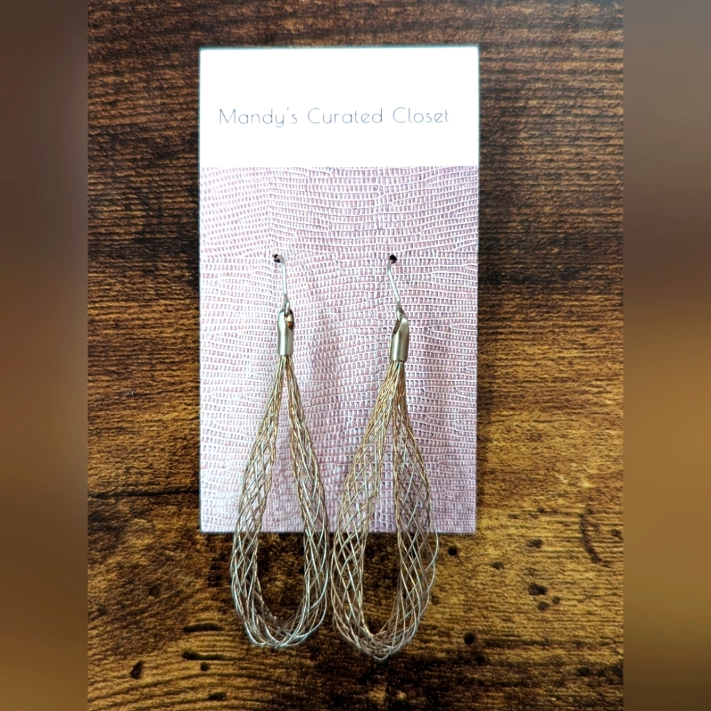 Gold Woven Teardrop Earrings